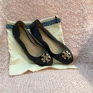 Tory Burch Claire Black Ballet Flats w/ Dust Bag